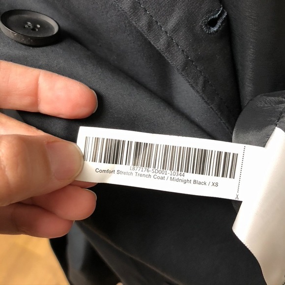 Quince Comfort Stretch Trench Coat Midnight Black Womens XS Organic Cotton - Picture 9 of 9